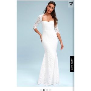 White long lace dress